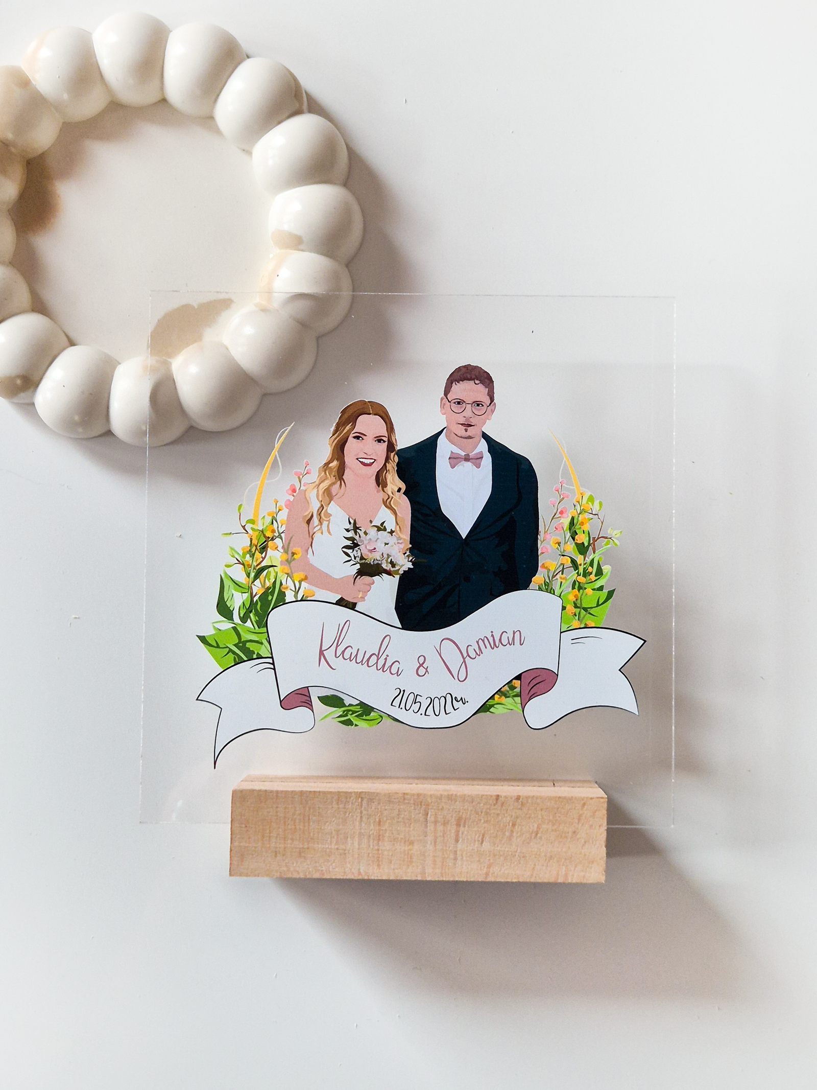 portret ślubny na pleksi